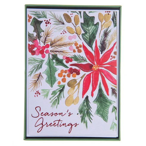 HOLIDAY BOXED CARDS POINSETTA